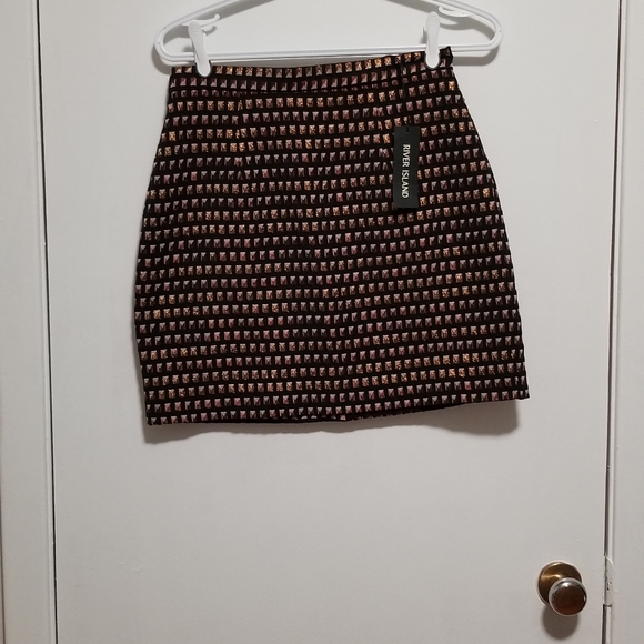 NWT River Island 🇬🇧 metallic patterned miniskirt - Picture 2 of 10